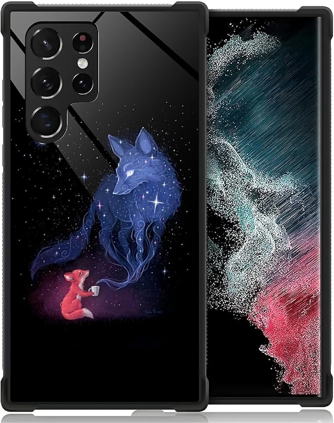 for Samsung Galaxy S22 Ultra Case, Galaxy Fox Wolf Pattern Graphic Design Girl by FKBRCL4U