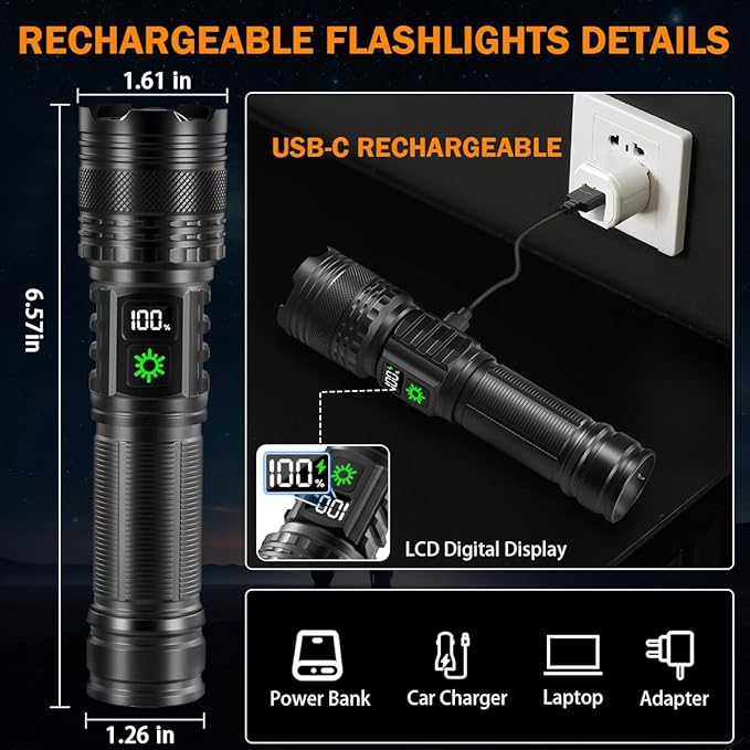 6Pack Rechargeable Flashlights High Lumens, LED Flashlight Rechargeable - Image 3