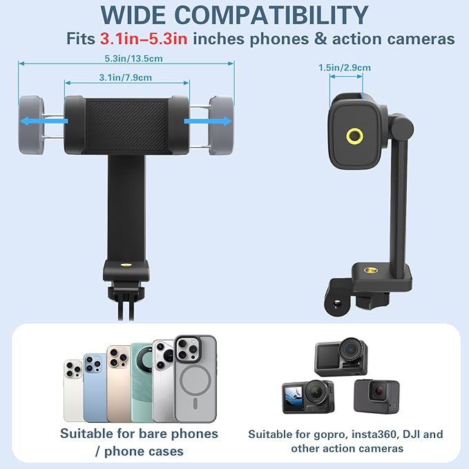 Beviliu Neck Phone Holder for Recording, Hands-Free POV/Vlog Neck Mount - Image 4