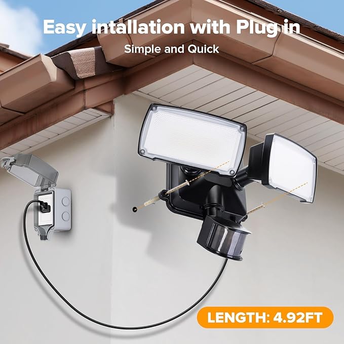 LUTEC 21W Plug in Motion Sensor Light Outdoor, Flood Lights Outdoor Motion - Image 7