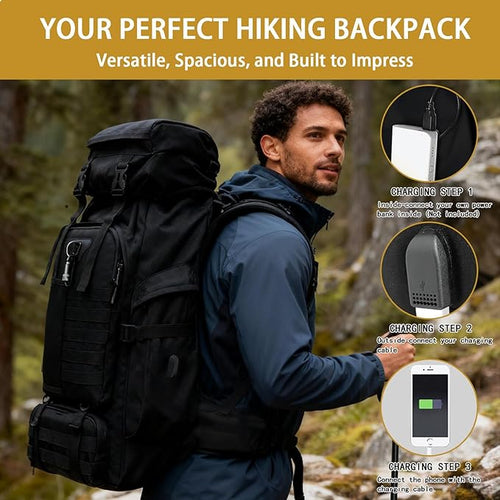 80L Camping Hiking Backpack, Large Military Tactical Backpack - Image 2