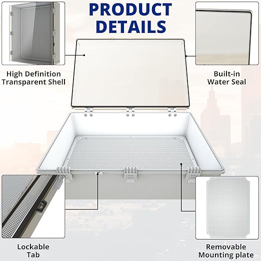 MAKERELE Extra Large Outdoor Waterproof Electrical Box IP67 Clear Waterproof - Image 4