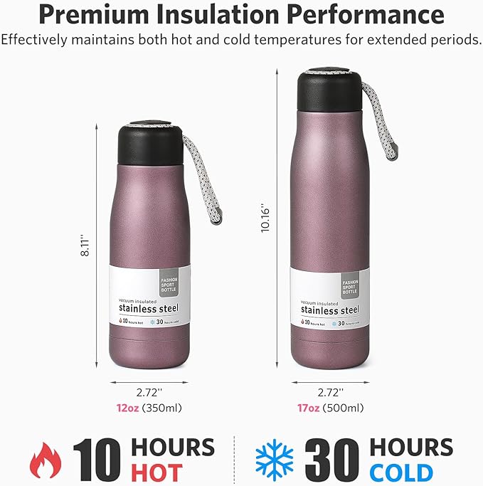 Water Bottle with Portable Lid Metal Vacuum Insulated Stainless Steel | - Image 3
