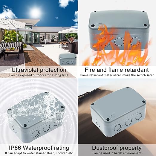 NineLeaf Outdoor Junction Box, IP66 Weatherproof Electrical Project Boxes - Image 2