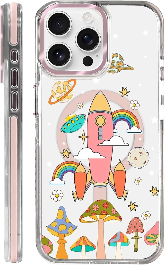 Case for iPhone 15 Pro Max, Spaceship Mushroom Phone Case Design，for Women by Toulas