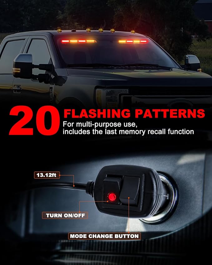 HLauto 6Z4J Emergency Dash Strobe Lights: 2x16.8 inch Red Amber Safety Lights - Image 4