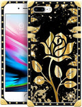 Compatible with iPhone 8 Plus 7 Plus Case, Shine Gold Rose Luxury Golden by Unknown