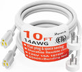 HUANCHAIN 14 Gauge 10 FT Flat Plug Extension Cord White Indoor Outdoor by huanchain