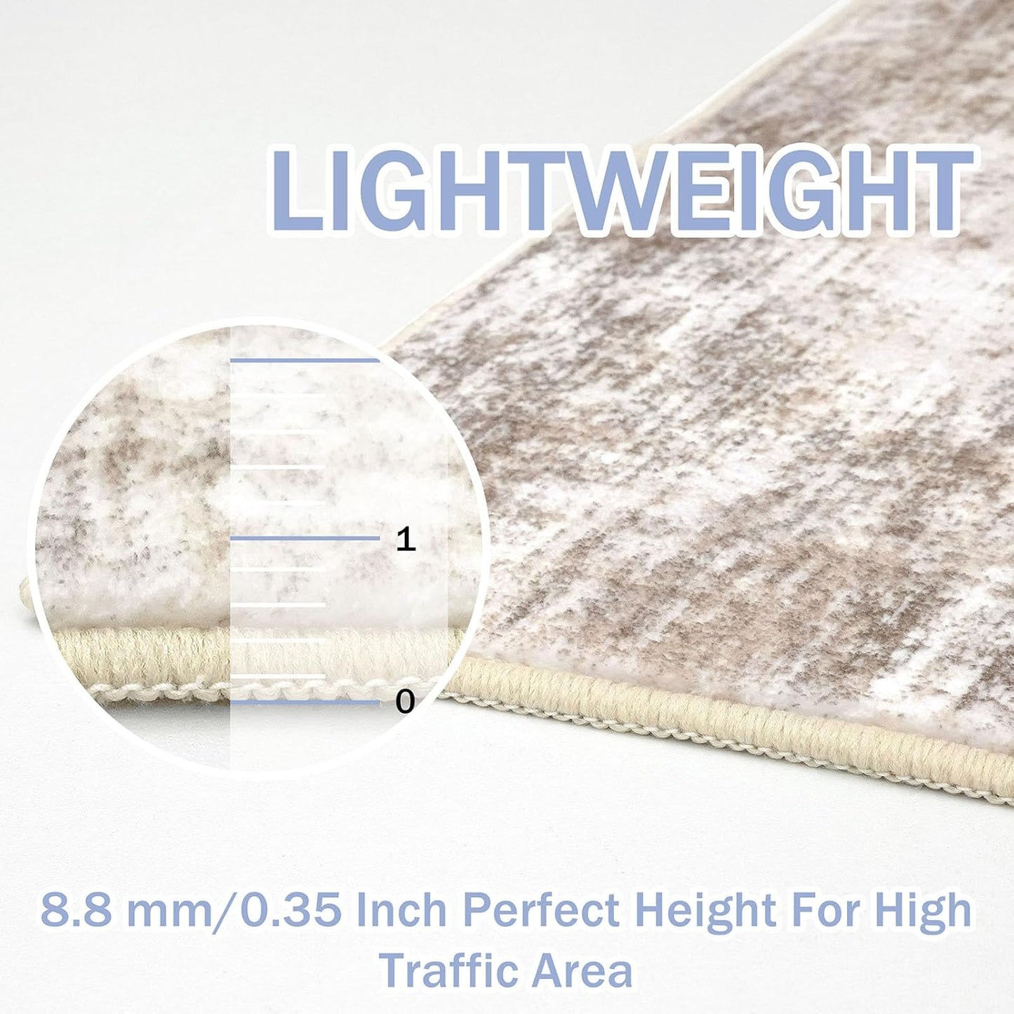 IOHOUZE Round Area Rug 5 Ft Circle Entryway Rugs Round Washable Door Mat Indoor Entrance, Non Slip Circle Front Door Rug, Printed Abstract Faux Wool Floor Carpet for Foyer Porch Sink, Beige Brown