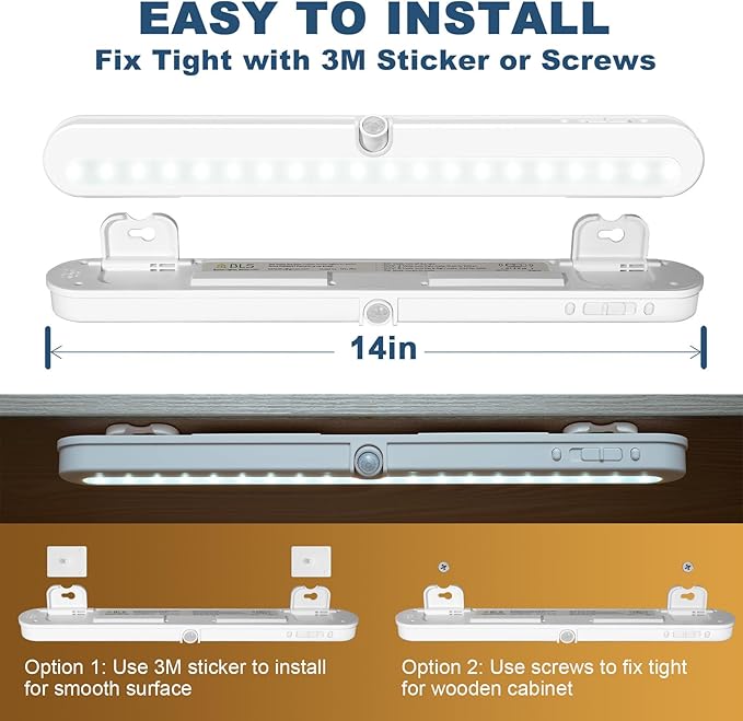 BLS T01L LED Closet Light, Super Bright 20 LED Under Cabinet Lighting Battery - Image 3