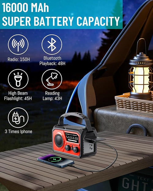 16000mAh Emergency Weather Radio, AM/FM/NOAA Weather Alert Radio Hand - Image 2
