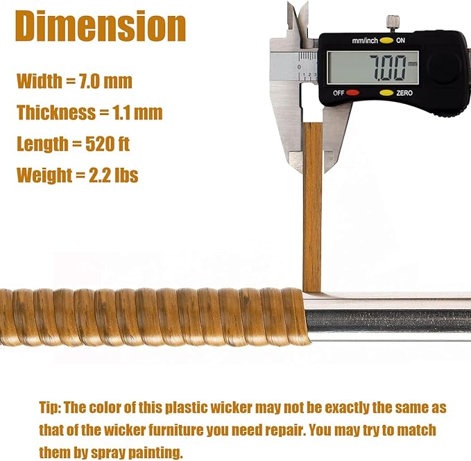 520 Ft Wicker Repair Kit, Plastic Wicker Replacement Material, Faux Rattan - Image 2