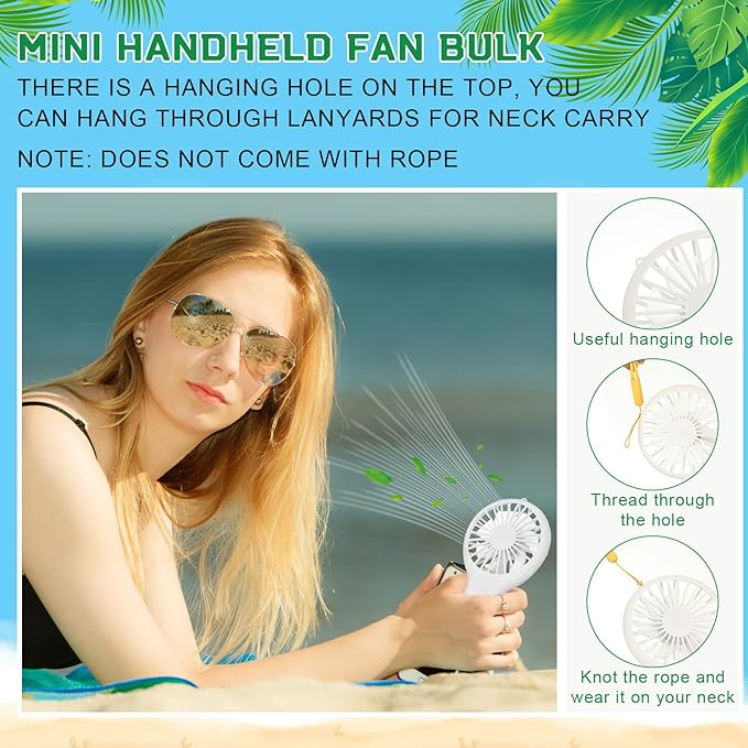 Woanger 12 Pcs Mini Handheld Fan Bulk 3 Speed USB Electric Battery Operated - Image 4