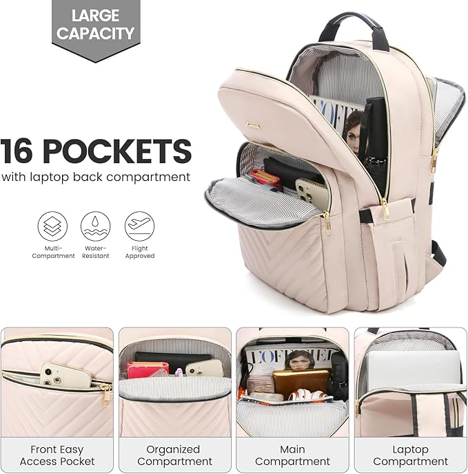 LOVEVOOK Laptop Backpack for Women 18.4 inch, Cute Womens Travel Backpack Purse - Image 2