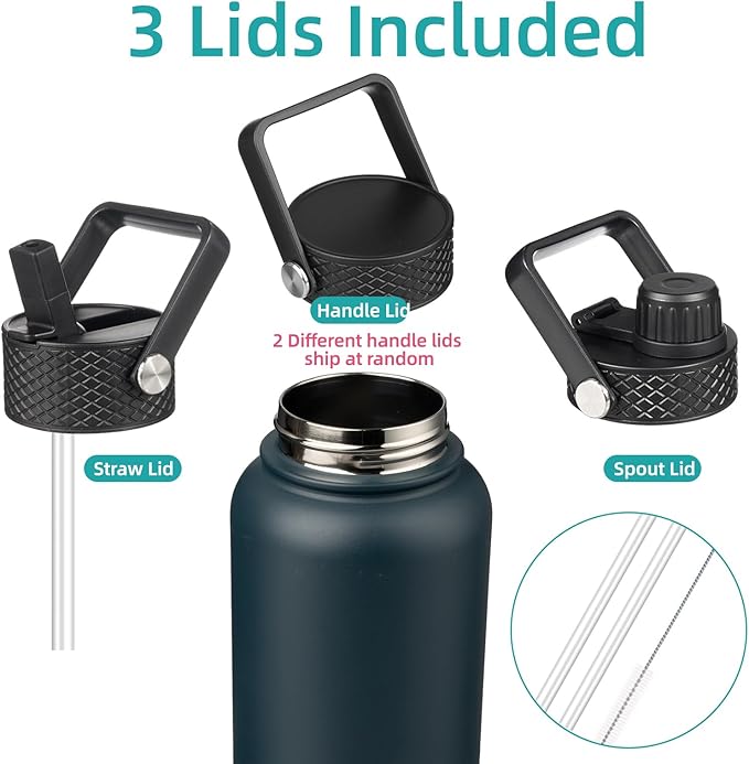 Konokyo 32 oz Insulated Water Bottle Stainless Steel Sport Bottles - Image 3