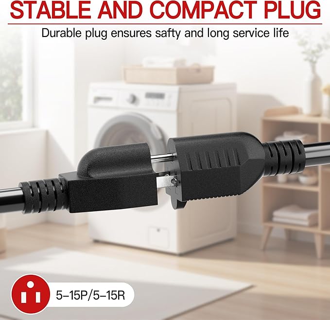 16/3 Short Extension Cord 10 FT, Indoor 3 Prong Power Cable, Suitable - Image 5