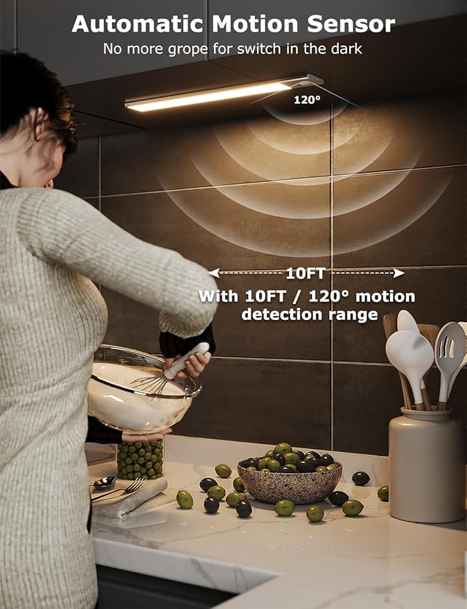 12" Ultra-Thin Under Cabinet Lighting Wireless, Aluminum Alloy Under Counter - Image 7