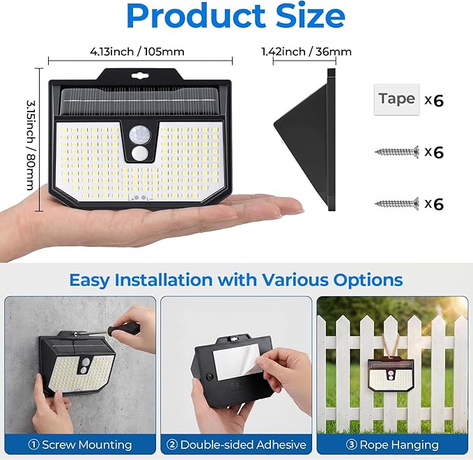 Brightever 8 Packs Solar Motion Sensor Lights Outdoor, Waterproof Solar Fence - Image 2