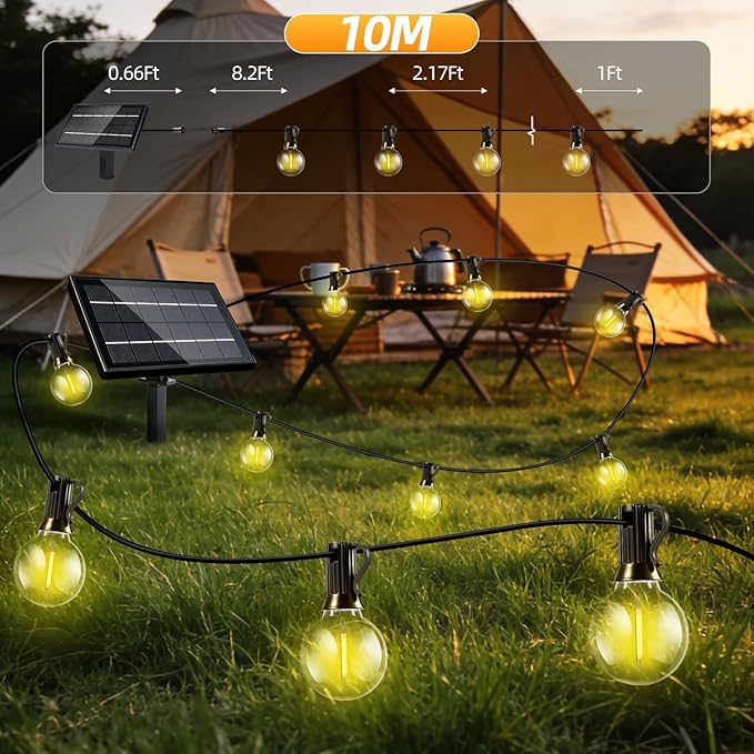 Solar Lights Outdoor Waterproof: G40 10M 33FT Shatterproof Bulbs Patio Lights - Image 6