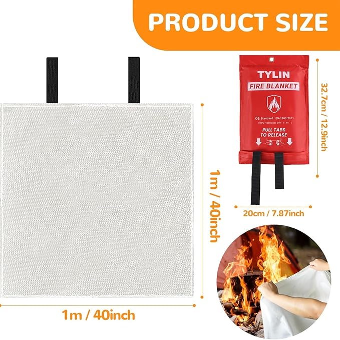 TYLIN Emergency Fire Blanket for Home & Kitchen 40” x 40” - Image 2