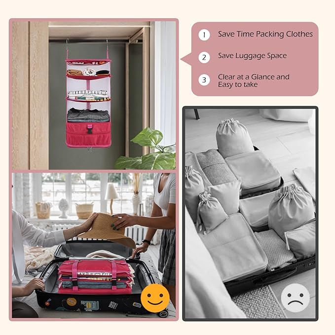 Surblue Hanging 3-Shelf Closet Organizer Pocket Collapsible Washable Oxford - Image 4