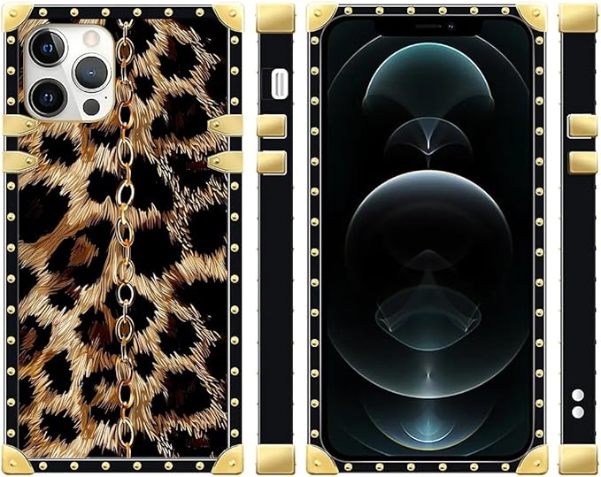 Compatible with iPhone 12 Pro Max Case, Seamless Gold Chain Leopard Luxury - Image 2