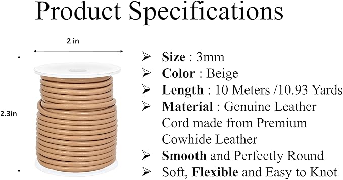 GENIQUE Real/Genuine Round Leather String Cord - Image 2