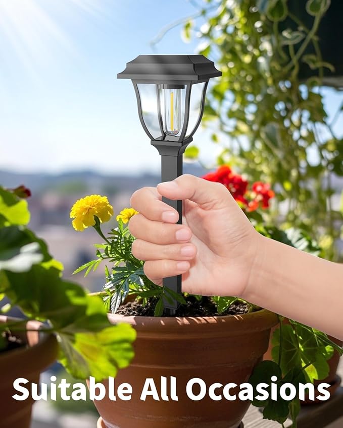 Solar Pathway Lights 2 Pack Mini Outdoor 3000K Bright Auto On/Off Solar Garden - Image 4