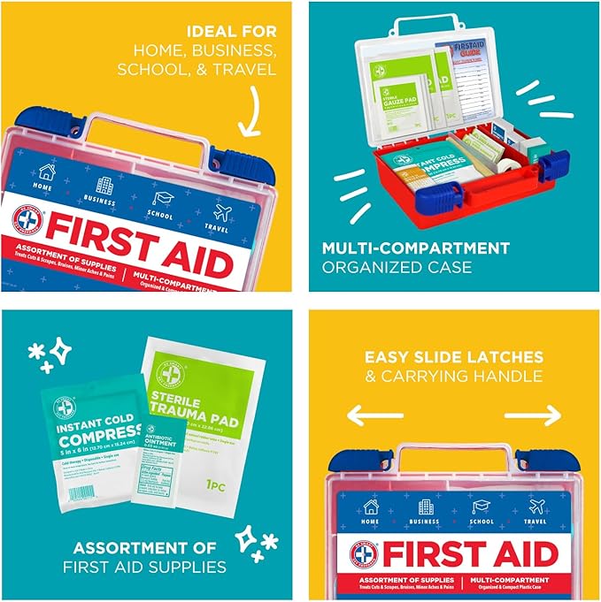 Be Smart Get Prepared 180 Piece First Aid Kit: Clean, Protect Minor Cuts - Image 5