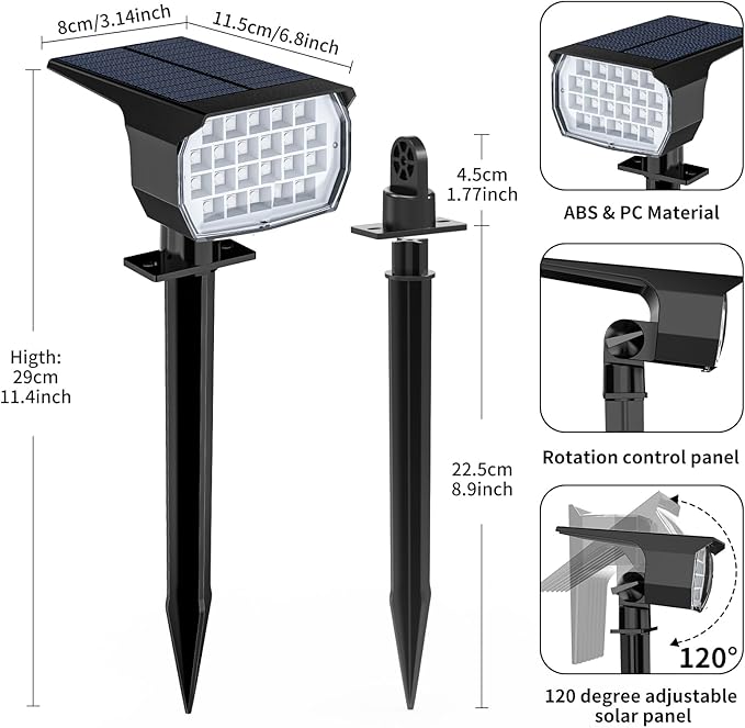 WENATY Solar Spot Lights Outdoor Color Changing, Christmas Landscape Spotlights - Image 7