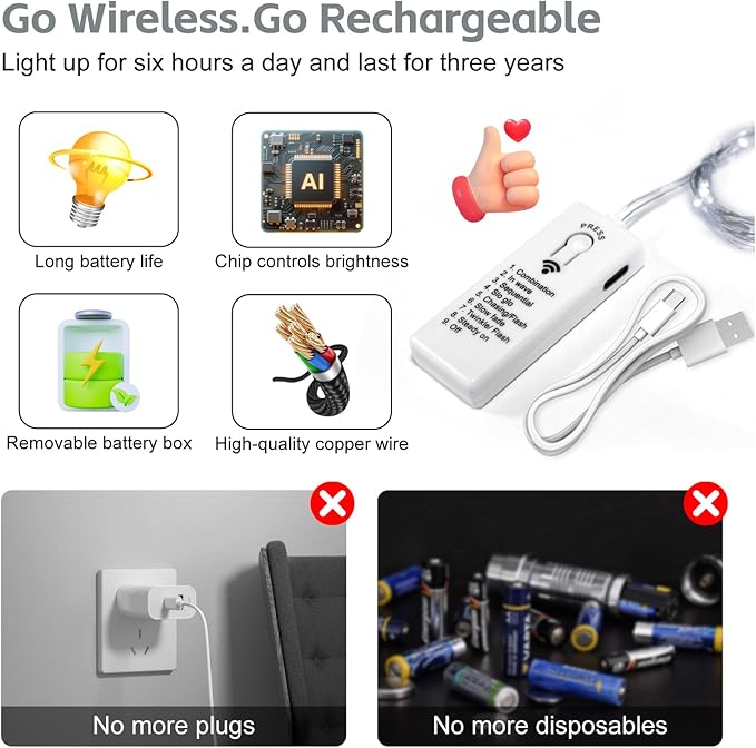 6 Pack Rechargeable Fairy Lights - Image 5