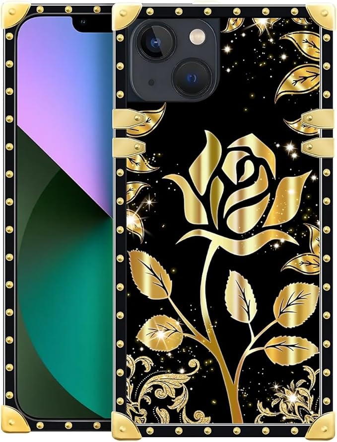 Compatible with iPhone 13 Case, Shine Gold Rose Luxury Golden Decoration by Unknown