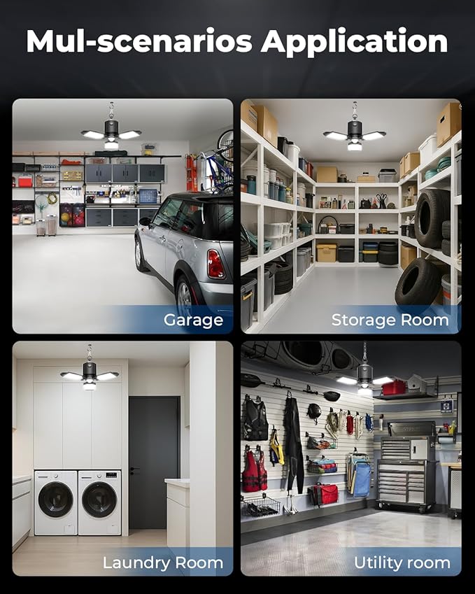 toberich Motion Sensor Garage Light Plug in, 8000LM Shop Light w/ 3 Modes - Image 9