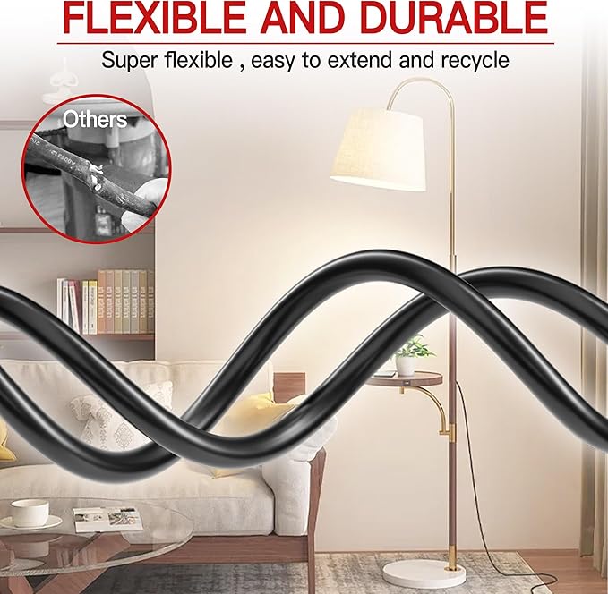 Skrizcable 16/3 25 Ft Indoor Black Extension Cord, Flexible & Flame Retardant - Image 5