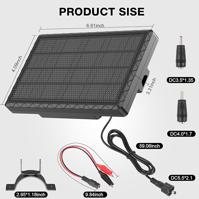 Solar Panel for Deer Feeder, 12V 1.98W Solar Panel Outdoor IP65 Waterproof - Image 2