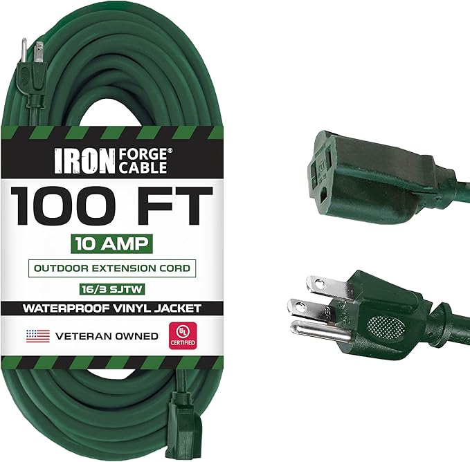 Iron Forge Cable Green Outdoor Extension Cord 100 FT by IronForgeCable