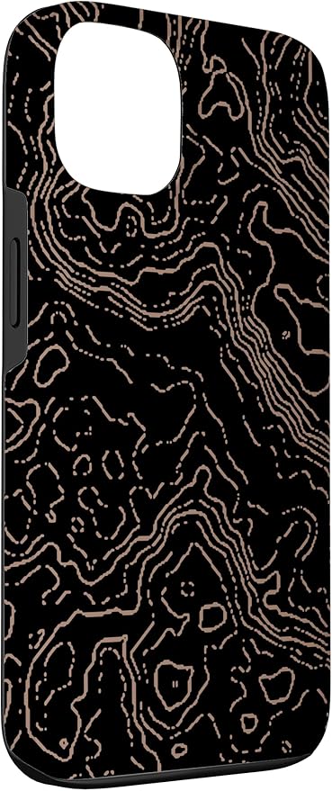 Topography Black & Brown Abstract Pattern Topographic Map Case - Image 3