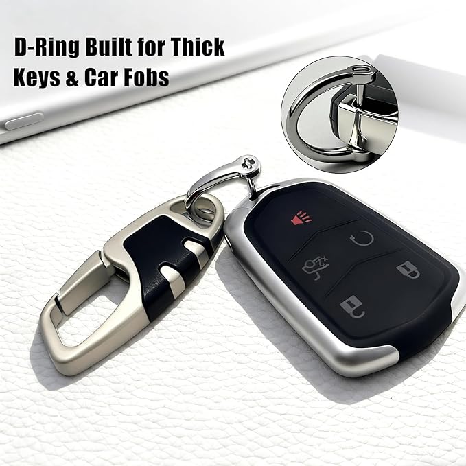 Keychain with Carabiner Clip, 4 Heavy Duty Key Rings and D Ring - Image 2