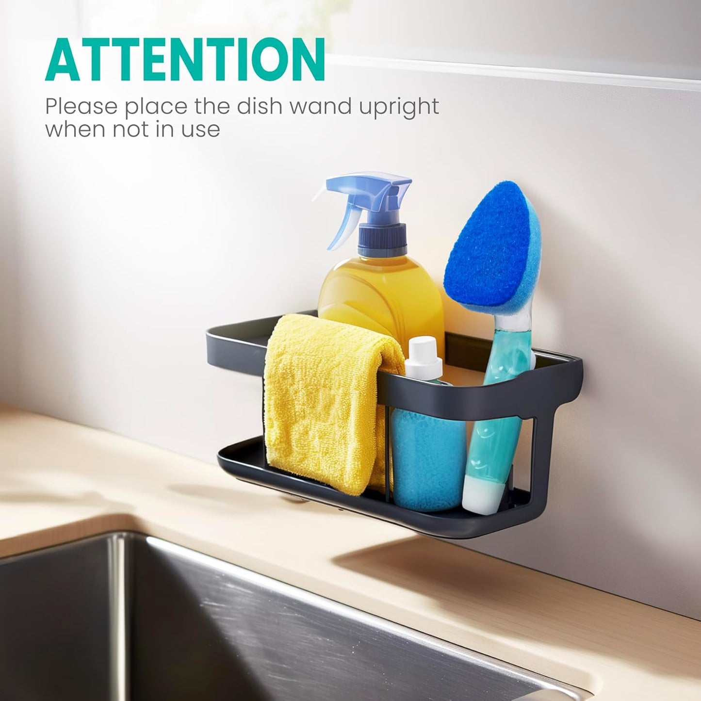 HELIME Heavy Duty Dish Wand Refills Kit with Handle, 6 Non Scratch Dishwand Refill Pack, Replacement Sponge Heads Set,Dishwashing Scrub Brush,Soap Control Dispenser Scrubbers, Dishwasher Cleaning Tool