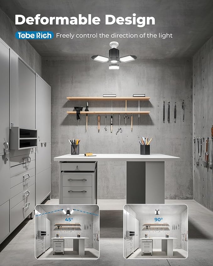 toberich LED Garage Light Bulbs 2 Pack, 8000LM Shop Lights - Image 3