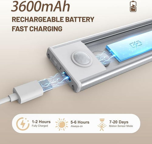 6 Pack Under Cabinet Lighting Wireless, 68 LED Rechargeable Battery Motion - Image 2