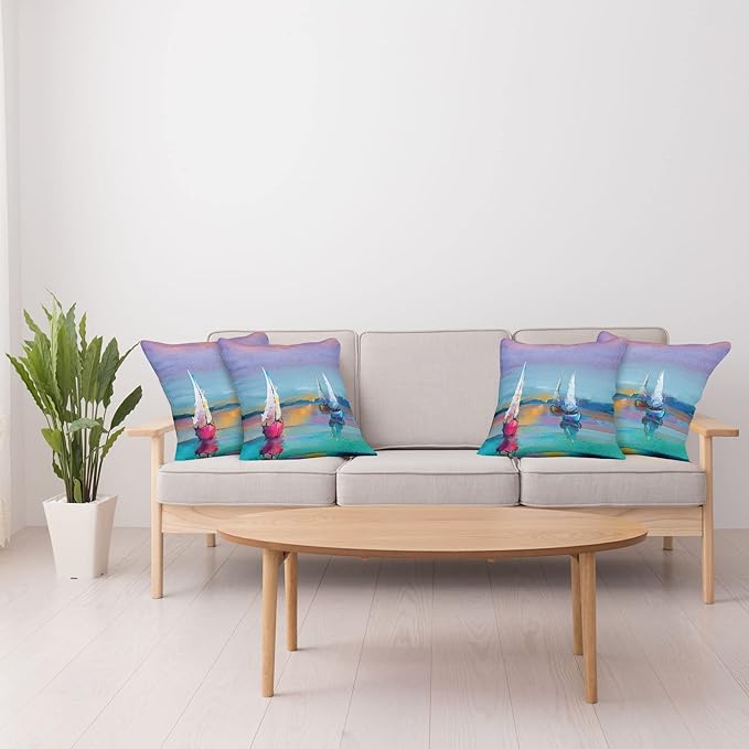 Ambesonne Abstract Oil Painting Decorative Throw Pillow Case Pack of 4 - Image 4