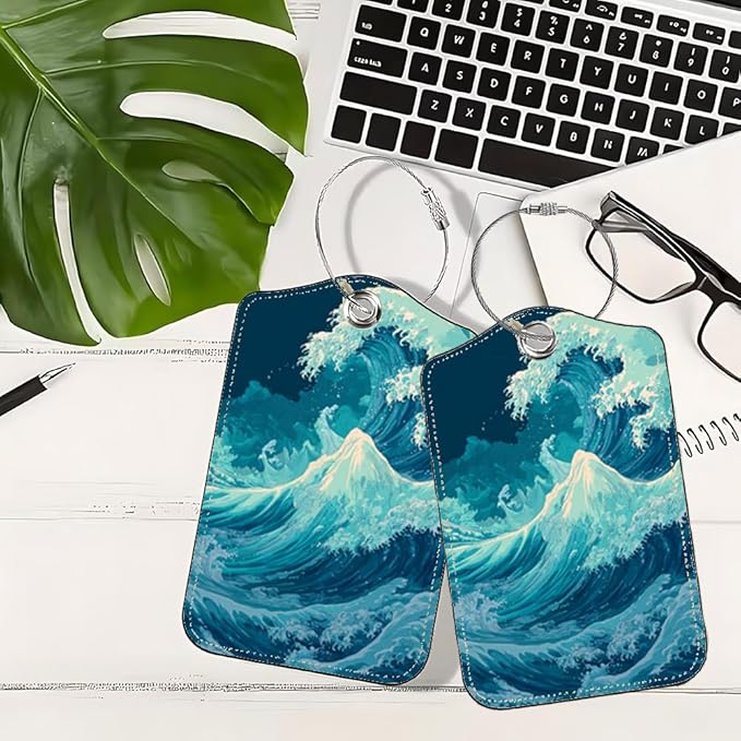 2Pcs Deep Ocean Blue Luggage Tags - Image 5
