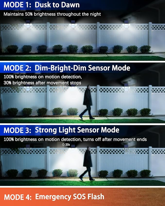 CLAONER Solar Outdoor Lights Motion Sensor 3500LM 288 LED Solar Security Lights - Image 6