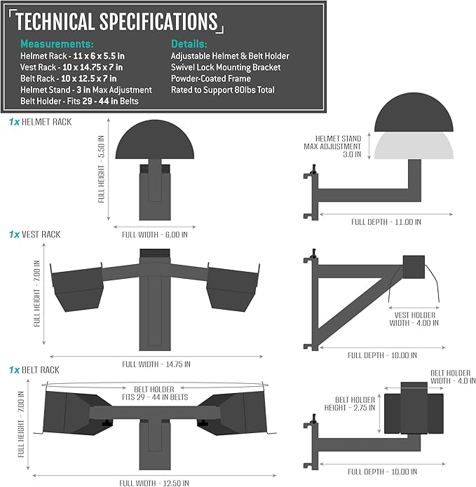 Savior Equipment Wall Rack System H.A.B Attachment Tactical Gear Wall Mount - Image 7
