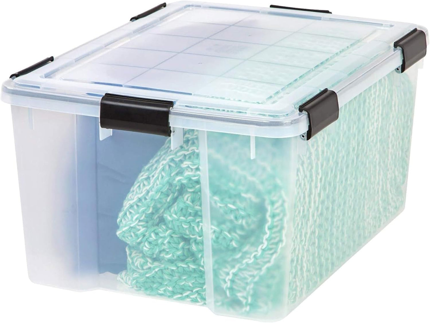 IRIS USA 110559 62.8 Quart Weathertight Plastic Storage Box, Clear (4 Pack)
