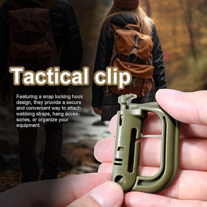 6 Pack 2.12“ Tactical Locking D Ring Plastic Carabiner Backapck Molle Hook Clip - Image 6