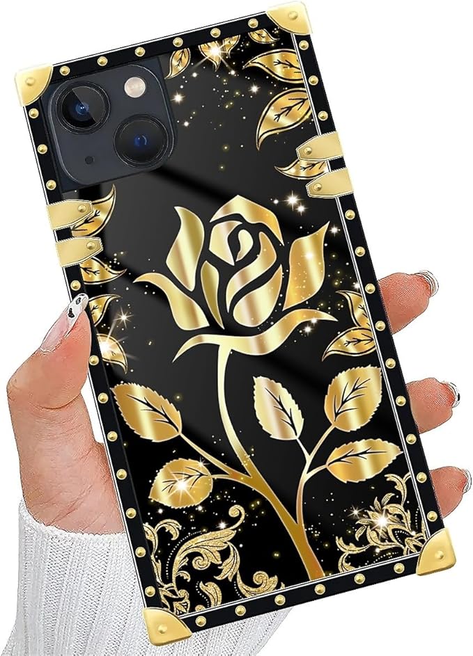 Compatible with iPhone 14 Case, Shine Gold Rose Luxury Golden Decoration - Image 5