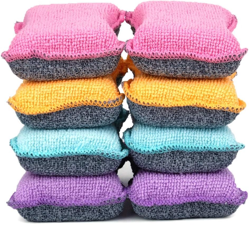 UPSTAR Dish Sponges Kitchen, Microfiber Cleaning Scrubber for Dishwashing, Sink, Basin and Multi-Pupose, Non-Scratch, Size.S Pack of 8