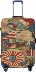 Patriotic 4th of July Luggage Cover, American Flag Fireworks Elastic Suitcase by XBFCDN